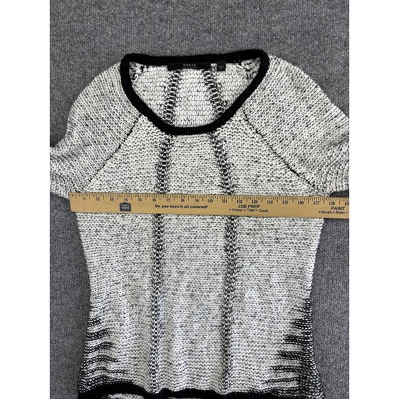 Guess Sweater Womens Medium Gray Black Knit Pullover Long Sleeve High Low Hem - Picture 5 of 7